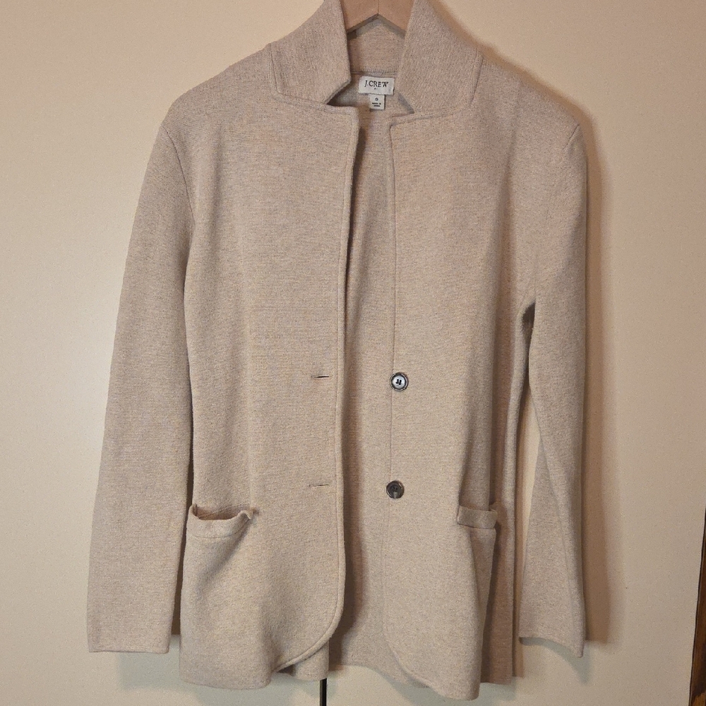 J. Crew Beige Knit Jacket with Pockets
